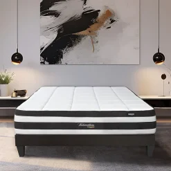 Ensemble Fontainebleau 140x200 cm Matelas Ressorts ensachés + Sommier Bois