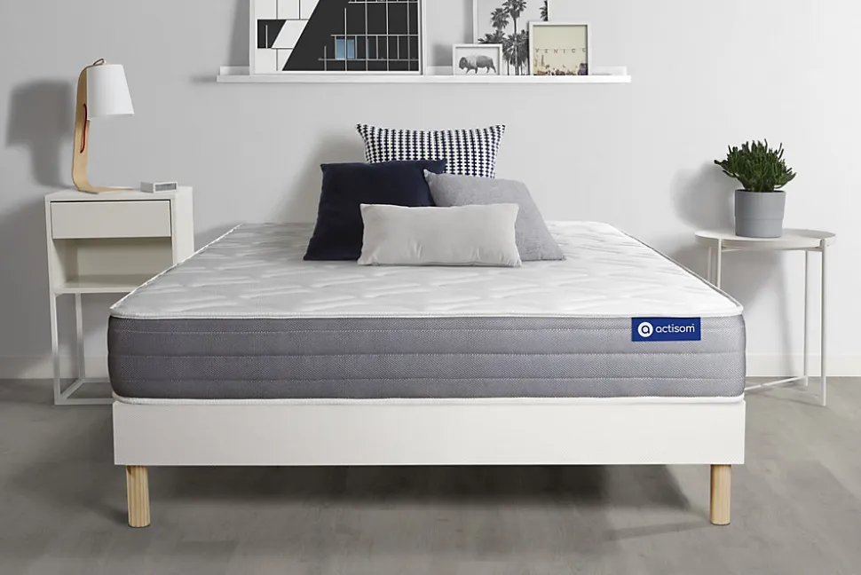 Ensemble Latex et mémoire de forme de confort Mi-ferme avec sommier kit