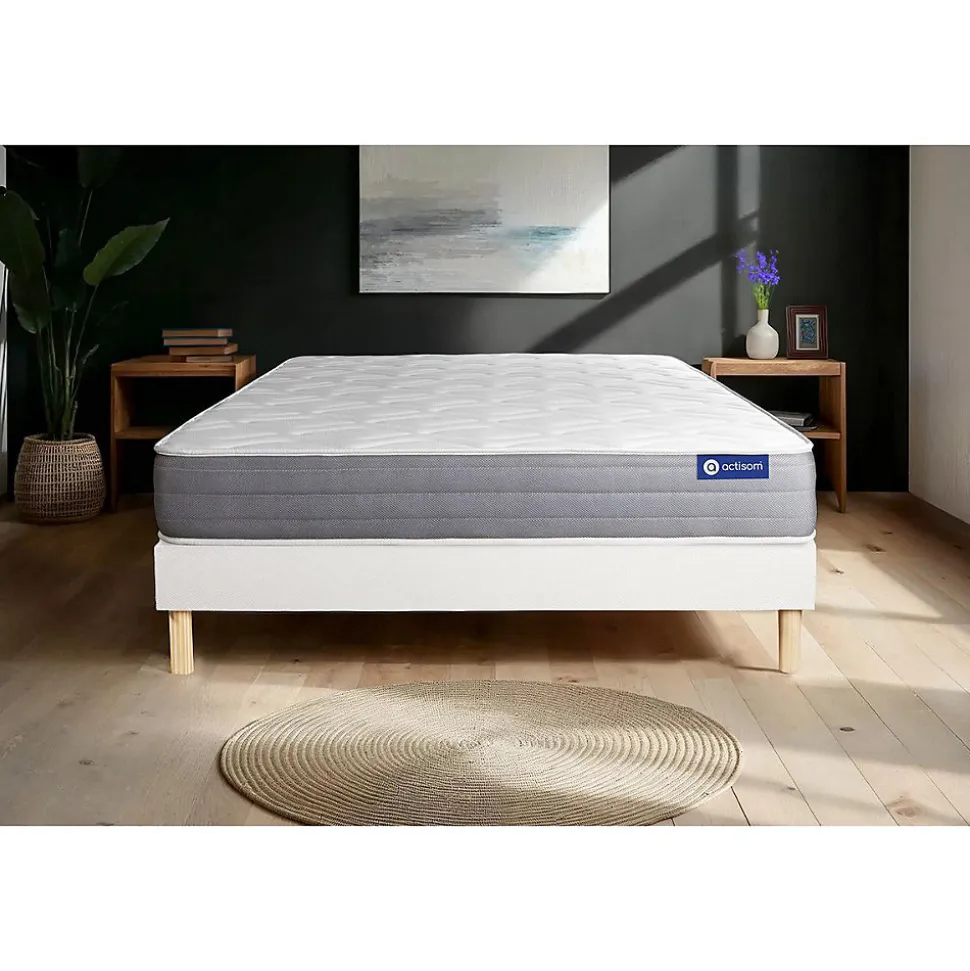 Ensemble Latex et mémoire de forme de confort Mi-ferme avec sommier kit