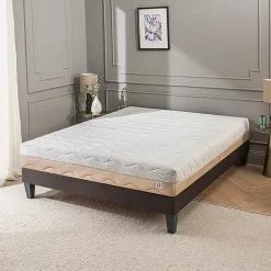 Ensemble Leman 140x190 cm Matelas Mousse + Sommier Bois