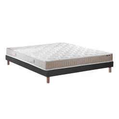 Ensemble matelas 100% latex 3 zones sommier noir 140x190