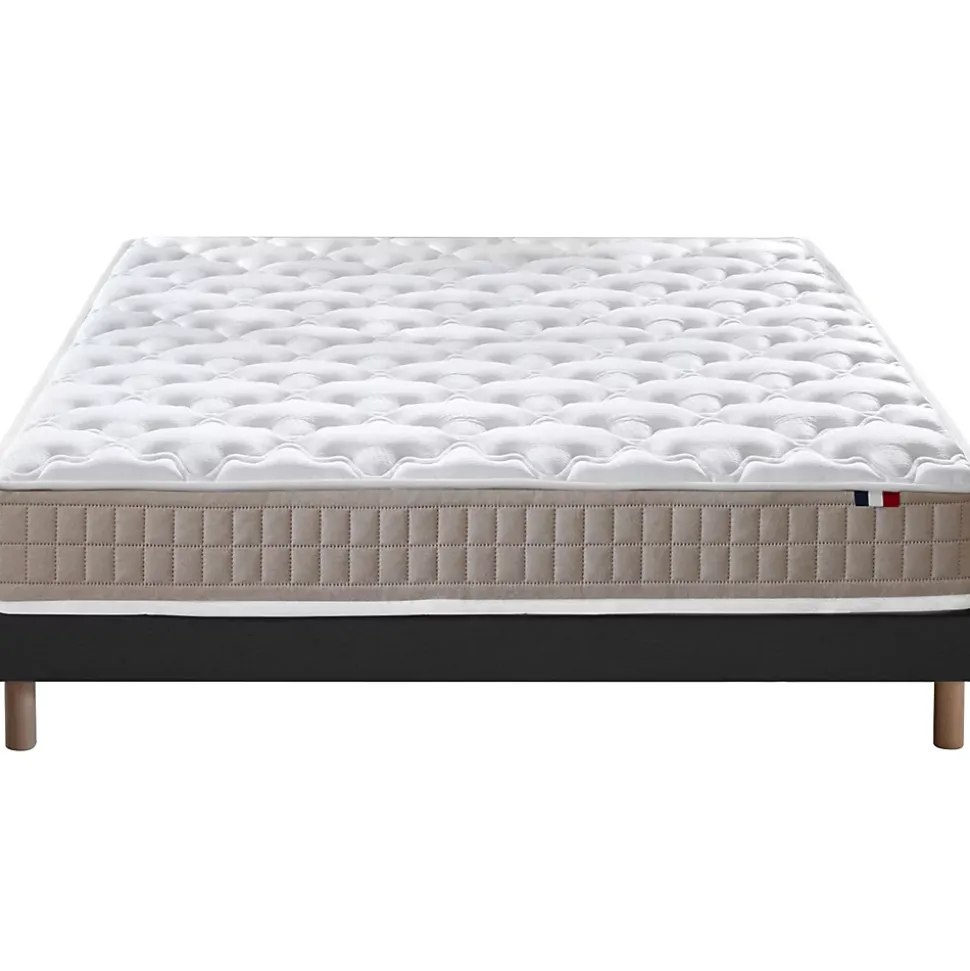 Ensemble matelas 100% latex 3 zones sommier noir 140x190