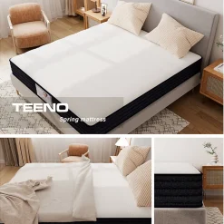 Ensemble Matelas à ressorts + Sommier avec lattes larges 140x190cm, Epaisseur du Matelas 22cm