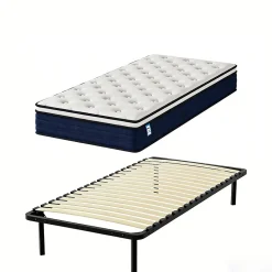 Ensemble Matelas à ressorts +Sommier à Lattes sur Pieds, 90x190cm, Epaisseur du Matelas 25cm