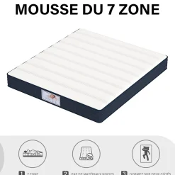 Ensemble Matelas à ressorts+ Lit Sommier Tapissier Déco 140x190cm, Epaisseur du Matelas 22cm