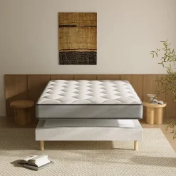 Ensemble Matelas à ressorts+ Lit Sommier Tapissier Déco 140x190cm, Epaisseur du Matelas 20cm