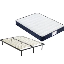 Ensemble Matelas à ressorts +Sommier à Lattes sur Pieds, 140x190cm, Epaisseur du Matelas 22cm