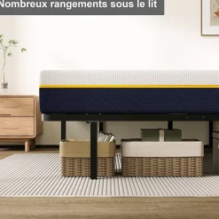 Ensemble matelas double en mousse de 17 cm + sommier à lattes larges 140x200 cm