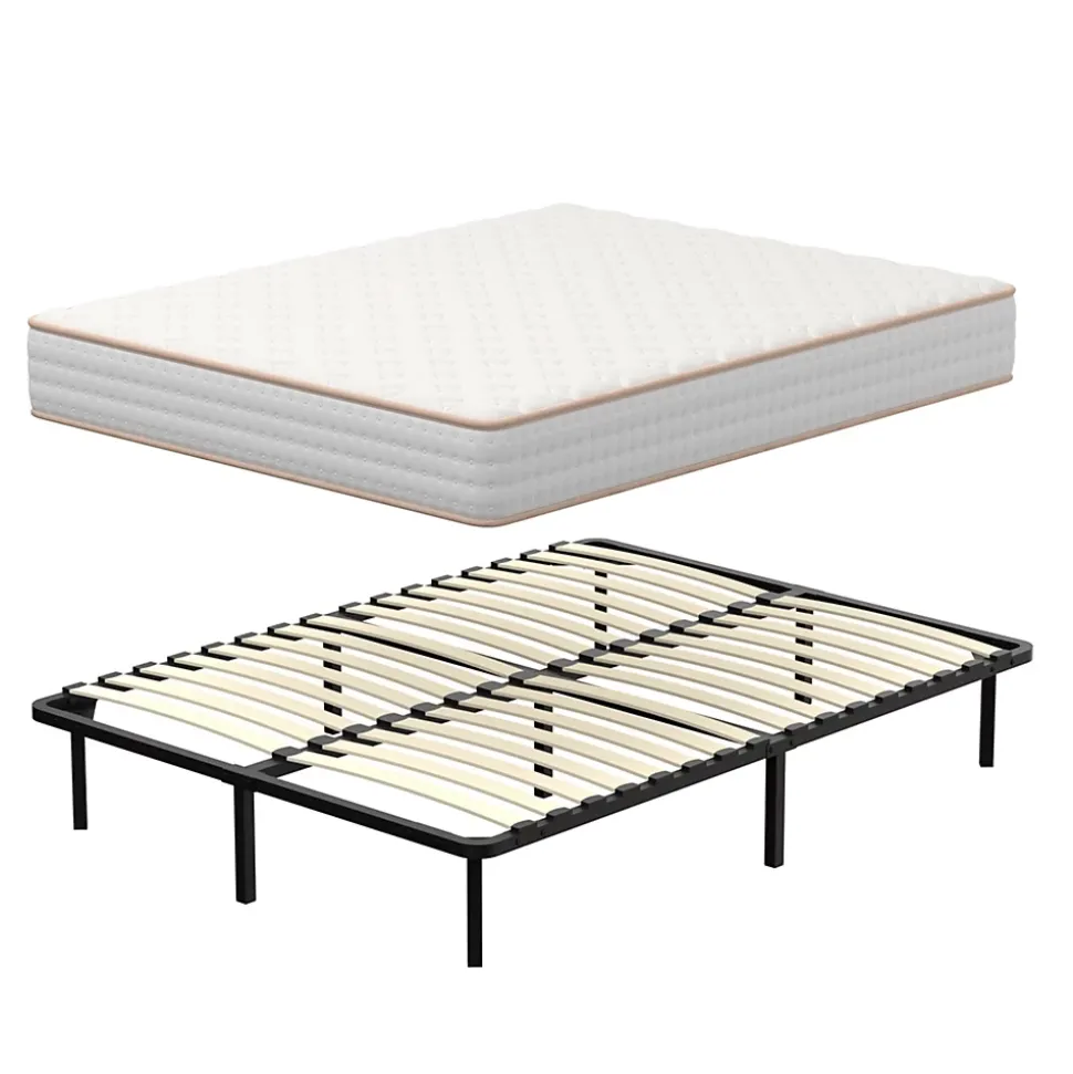 Ensemble Matelas en mousse + Sommier à Lattes 160x200cm, Epaisseur du Matelas 18 cm