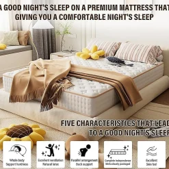 Ensemble Matelas en mousse + Sommier à Lattes 160x200cm, Epaisseur du Matelas 18 cm