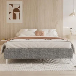Ensemble Matelas en mousse + Cadre de lit Plateforme Capitonné 160x200cm, Epaisseur du Matelas 22cm