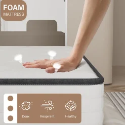 Ensemble Matelas en mousse + Sommier à Lattes 140x190cm, Epaisseur du Matelas 22cm