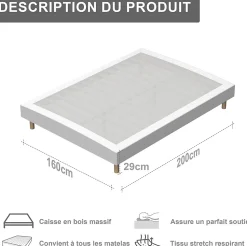 Ensemble Matelas en Mousse+ Lit Sommier Tapissier Déco 140x190cm, Epaisseur du Matelas 22cm