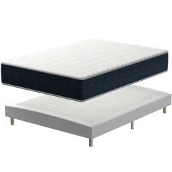Ensemble Matelas en Mousse 160x200 cm+Sommier tapissier volige,9 Pieds Inclus,ensemble matelas et sommier