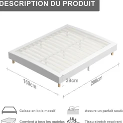 Ensemble Matelas en Mousse 160x200 cm+Sommier tapissier volige,9 Pieds Inclus,ensemble matelas et sommier
