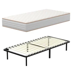 Ensemble Matelas en mousse + Sommier à Lattes 90x190cm, Epaisseur du Matelas 18 cm