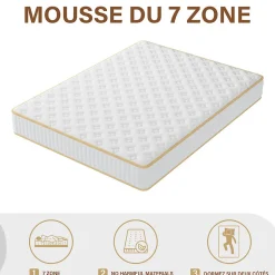 Ensemble Matelas en mousse + Sommier à Lattes 90x190cm, Epaisseur du Matelas 18 cm