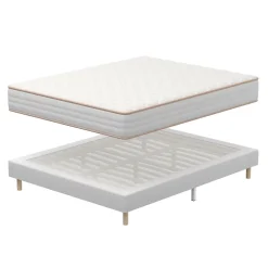 Ensemble Matelas en Mousse+ Lit Sommier Tapissier Déco 160x200cm, Epaisseur du Matelas 18cm