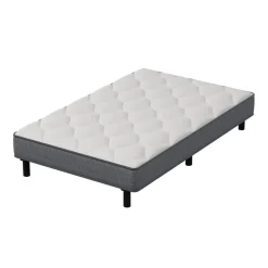 Ensemble Matelas et Sommier 90x190cm,Matelas à Ressorts ensachés et Robuste Cadre de lit en Fer avec 6 Pieds, Matelas épaisseur