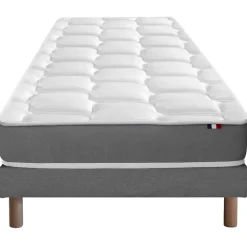 Ensemble matelas mémoire forme sommier gris 90x190