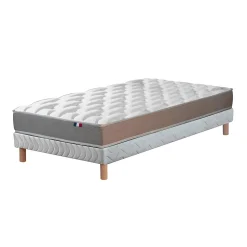 Ensemble matelas mémoire forme sommier blanc 90x190