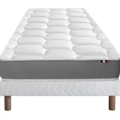 Ensemble matelas mémoire forme sommier blanc 90x190