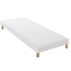 Ensemble matelas mémoire forme sommier blanc 90x190