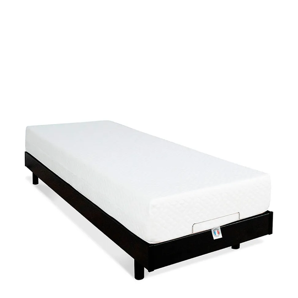 Ensemble Matelas Mousse Accueil Mémoire de forme + Sommier électrique Flex 90x200 cm