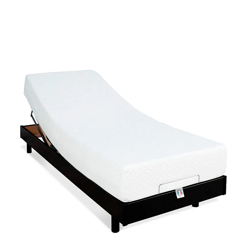 Ensemble Matelas Mousse Accueil Mémoire de forme + Sommier électrique Flex 90x200 cm