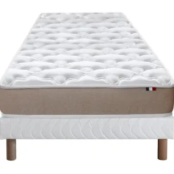 Ensemble Matelas Mousse Haute Résilience ESSENCE + Latex 3 zones +Sommier - Made in France 90 x 190 cm, Sommier - Blanc