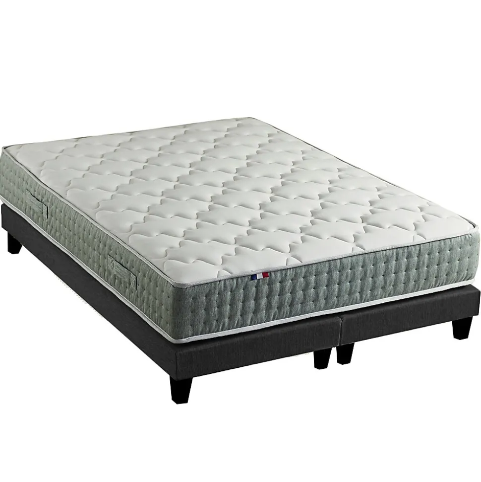 Ensemble matelas ressort 7 zones face hiver/eté différente 2x90x200