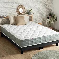 Ensemble matelas ressort 7 zones face hiver/eté différente 2x90x200