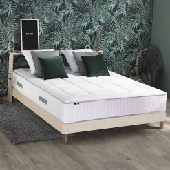 Ensemble matelas ressorts 7 zones PALACIO + sommier en kit beige lattes flexibles 140x200