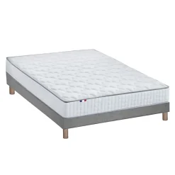 Ensemble matelas ressorts ASTRE + sommier kit gris à lattes flexibles 160x200