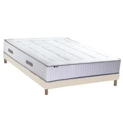 Ensemble matelas ressorts 7 zones PALACIO + sommier en kit beige lattes flexibles 160x200