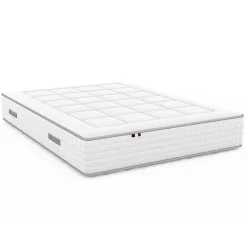 Ensemble matelas ressorts 7 zones PALACIO + sommier en kit beige lattes flexibles 160x200