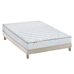 Ensemble matelas ressorts ASTRE + sommier kit beige à lattes flexibles 160x200
