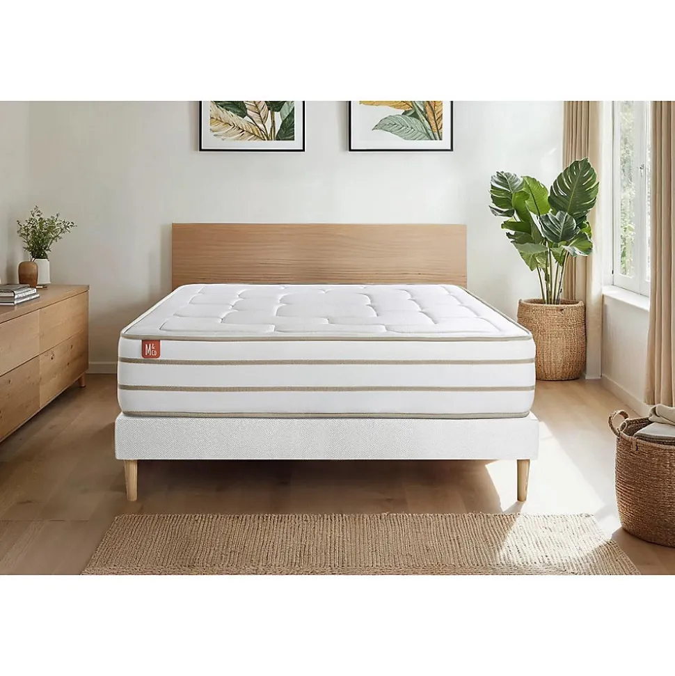 Ensemble Mémoire de forme de confort Equilibré avec sommier tapissier