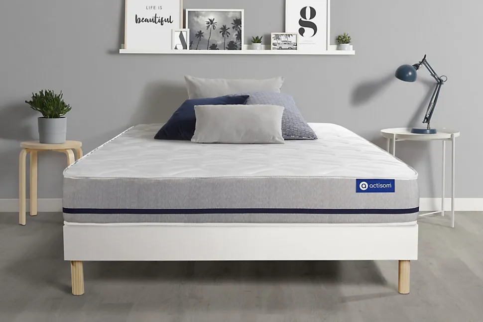 Ensemble Mémoire de forme de confort Mi-ferme avec sommier kit