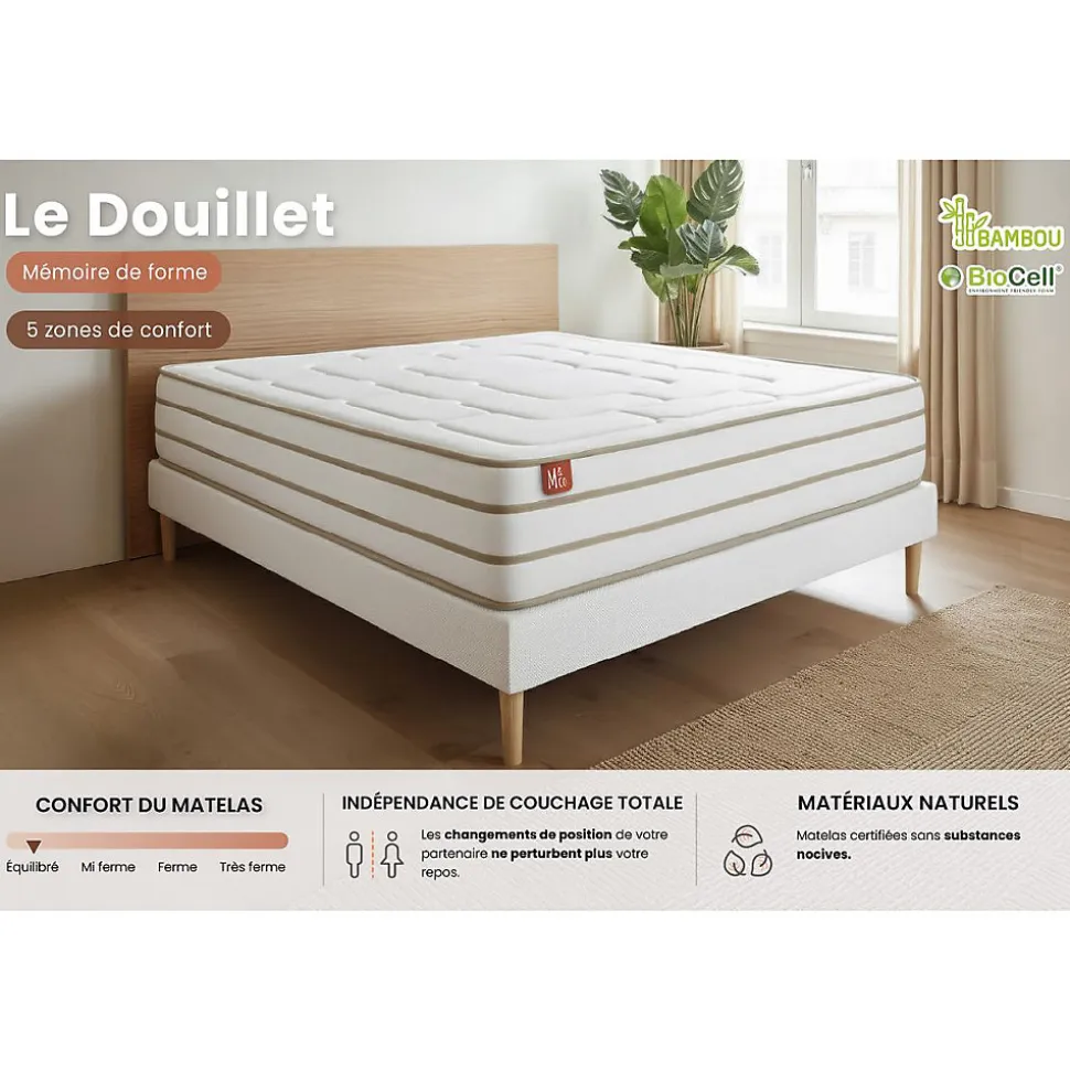 Ensemble Mémoire de forme de confort Equilibré avec sommier tapissier