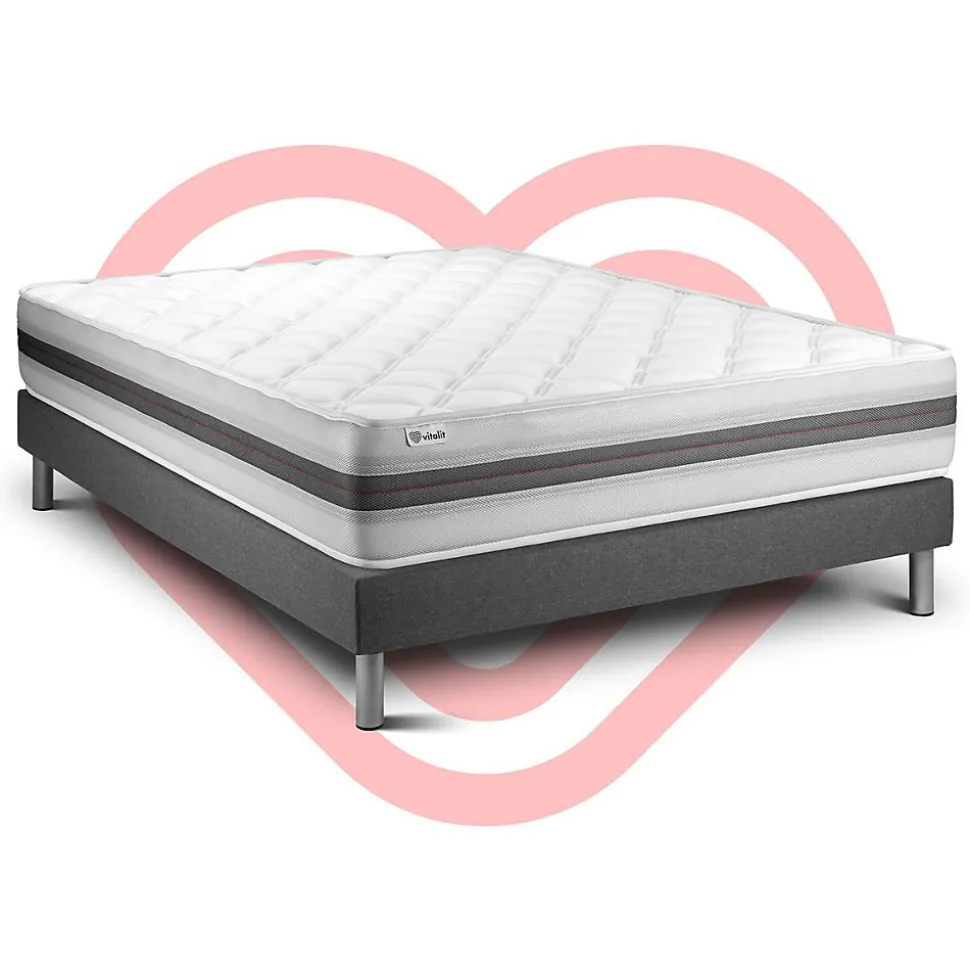 Ensemble Mousse polyuréthane à mémoire de forme de confort Equilibré avec sommier kit