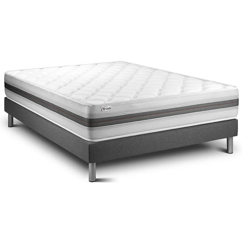 Ensemble Mousse polyuréthane à mémoire de forme de confort Equilibré avec sommier kit