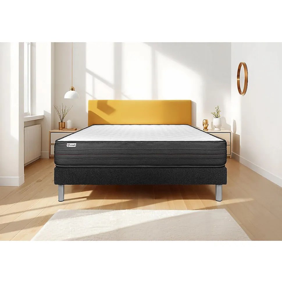 Ensemble Mousse polyuréthane à mémoire de forme de confort Ferme avec sommier tapissier