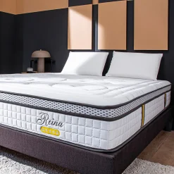 Ensemble Reina 2.0 140x190 cm Matelas Ressorts ensachés + Sommier Bois