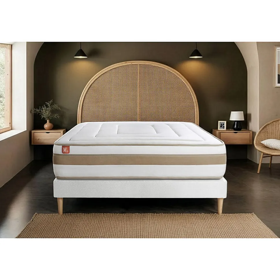 Ensemble Ressorts ensachés et mémoire de forme de confort Equilibré avec sommier kit