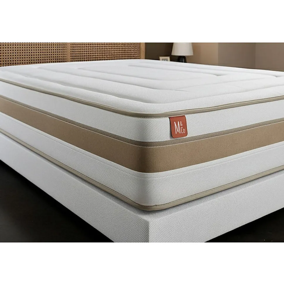 Ensemble Ressorts ensachés et mémoire de forme de confort Equilibré avec sommier kit