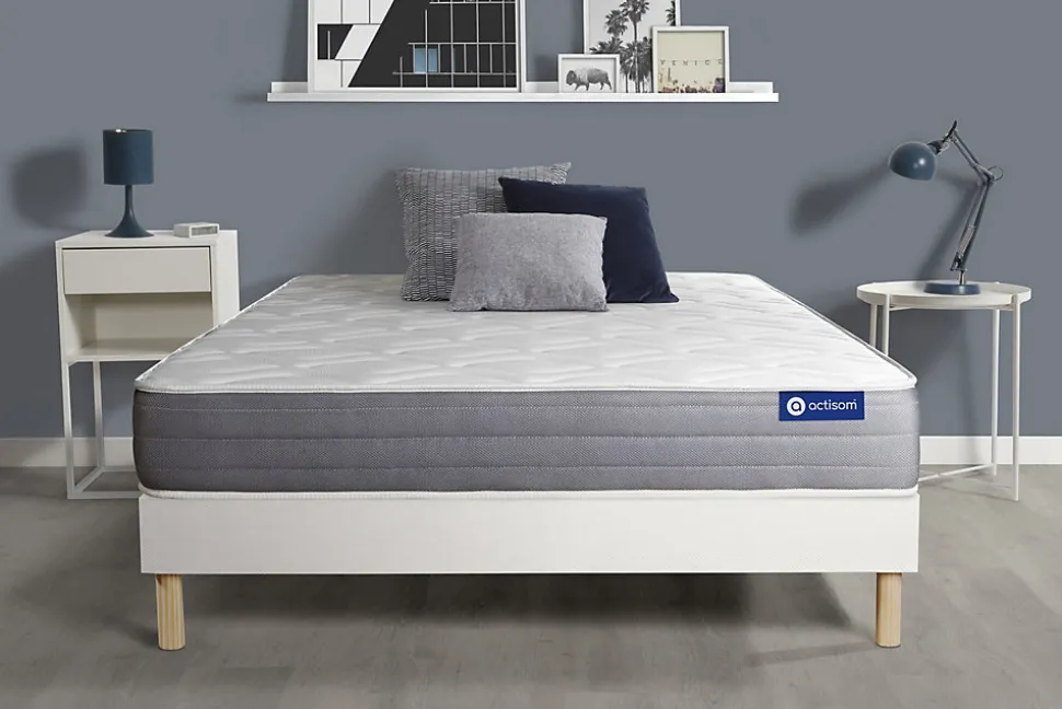 Ensemble Ressorts ensachés et mémoire de forme de confort Mi-ferme avec sommier kit