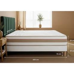 Ensemble Ressorts ensachés et mémoire de forme de confort Equilibré avec sommier tapissier