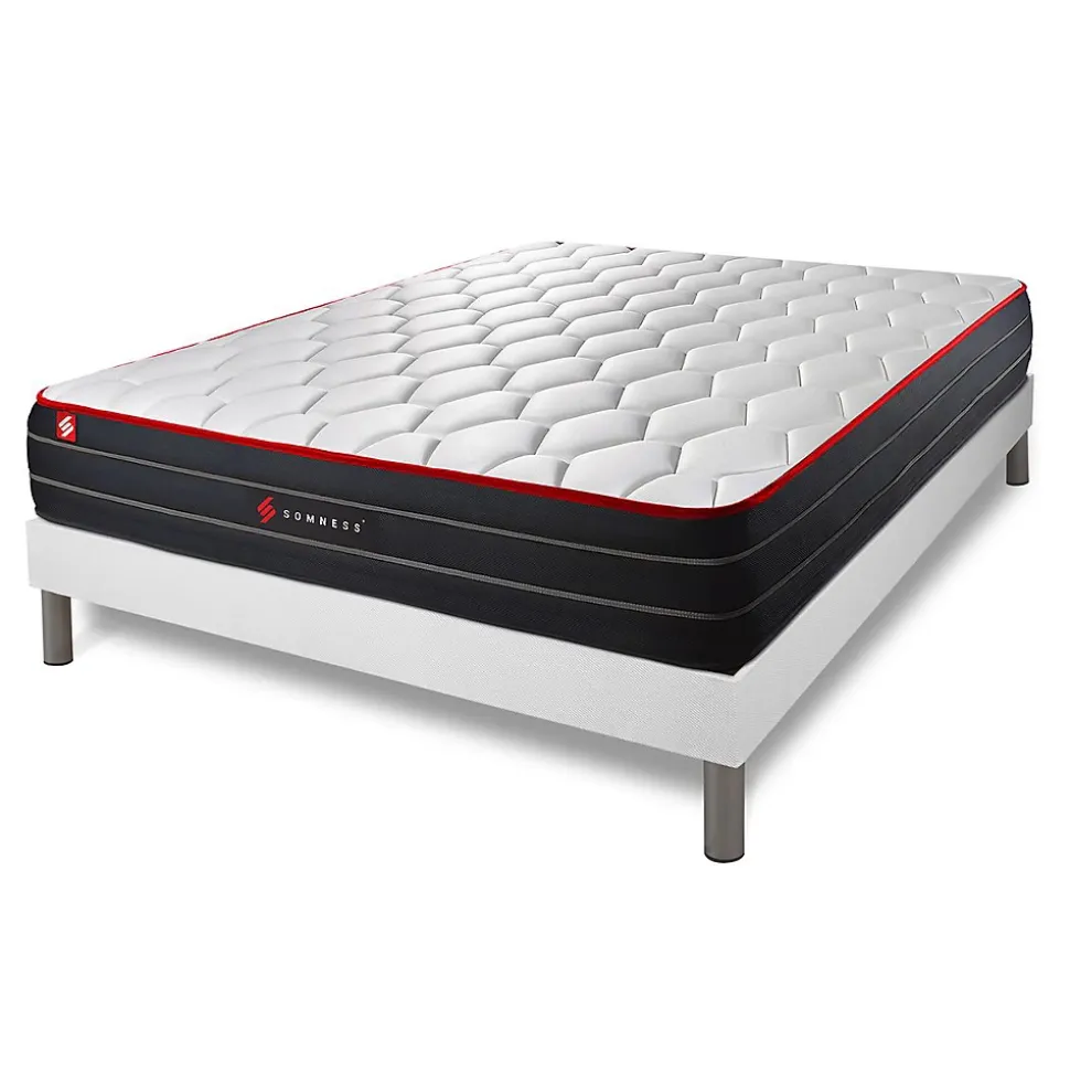 Ensemble Ressorts ensachés et mémoire de forme de confort Equilibré avec sommier kit