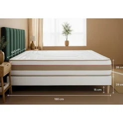 Ensemble Ressorts ensachés et mémoire de forme de confort Equilibré avec sommier kit